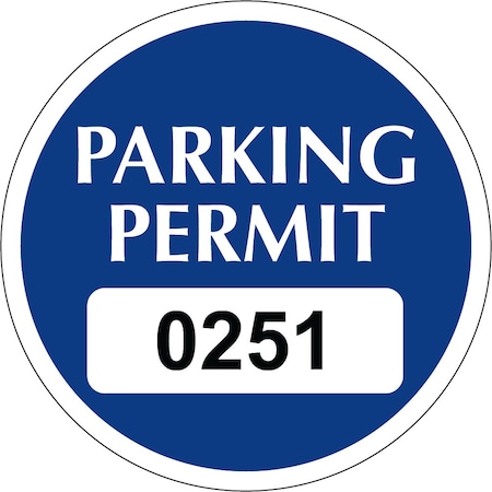Lustre-Cal Static Cling Parking Permit Dark Blue 2in x 2in  Circle Serialized 251-300, 50PK 253753SCL1BdDi0251